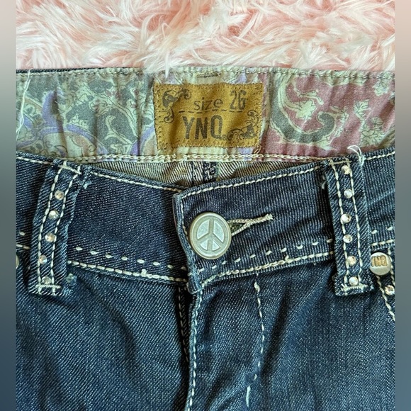 YNQ - Blue Jeans with Rhinestone Embellishments and Pockets Details - Picture 2 of 6